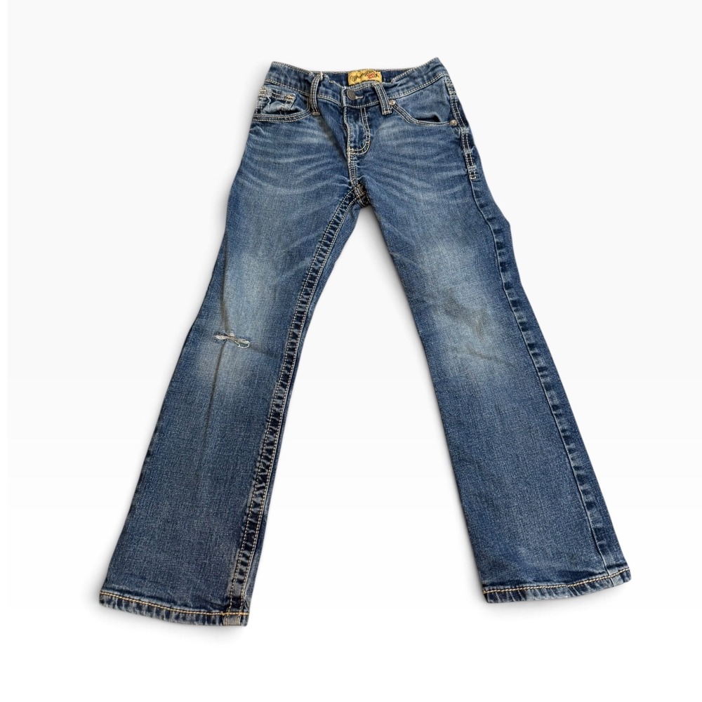 Wrangler 20X Boys Jeans 8 Regular Medium Wash Bootcut Adjustable Waist Denim